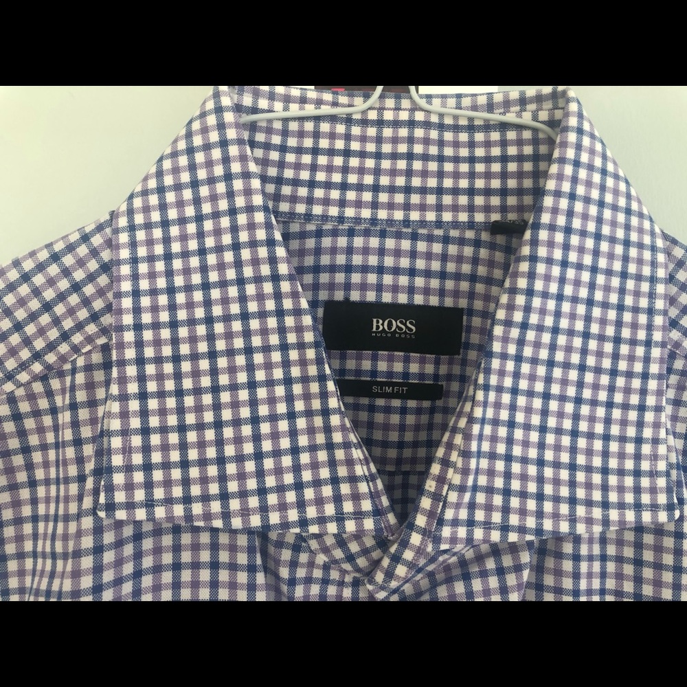 Hugo Boss Men’s Button Down - Purple and Blue